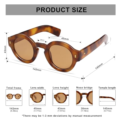 Image of VANLINKER Vintage Round Polarized Sunglasses for Women Men Trendy Shades Retro Circle Sun Glasses VL9743