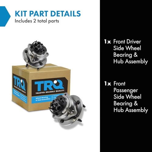 Image of TRQ Front Wheel Bearing and Hub Assembly Set 2 Piece Compatible with 04-05 Chevrolet Malibu with 4 Wheel ABS Brakes 06-07 Malibu 08-12, 08-10 Cobalt SS 08-10 HHR SS