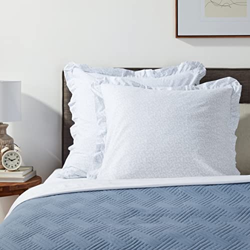 Image of Laura Ashley - Euro Shams, 100% Smooth Cotton with Envelope Closure & Ruffled Edges, Throw Pillow Cover for Bed or Couch, Oeko-Tex Certified (Chloe Blue, 2 Pack)