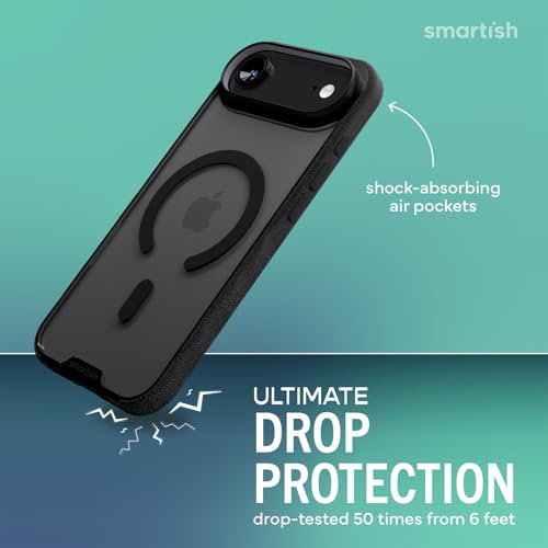 Image of Smartish iPhone Air MagSafe Clear Case + Crossbody Lanyard Strap - Magnetic Slim Case - Anti-Yellow Thin Grip Cover + Detachable Shoulder Neck Strap for Apple iPhone Air - Clearly Clear