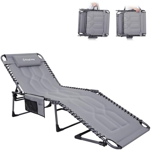 KingCamp Oversized Tanning Chair, Extra-Wide Padded Folding Chase Lounge Chairs