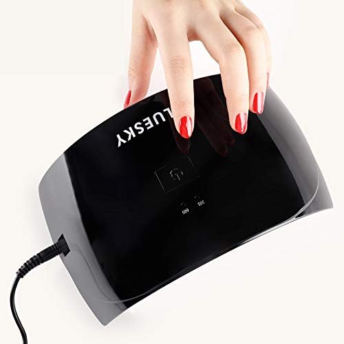 Bluesky LED and UV Light Nail Lamp for Gel Polish Curing, 24W Professional Nail Dryer with 2 Timers, Auto Sensor, UK Plug, Black