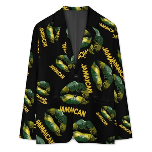 Jamaican Lipstick Print Men's Blazer Printed Button Suit Jacket Slim Sport Coat Blazers3