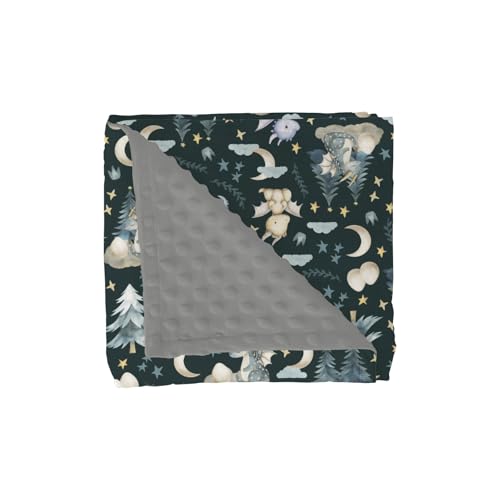 Image of Fairytale Dragons Baby Blankets for Girl Boy Cute Dragon Moon Stars Cloud Trees Eggs Soft Mink with Dotted Backing Double Layer Swaddle Blanket Fantasy Animal Bed Throw for Newborn Toddler Crib 30x40