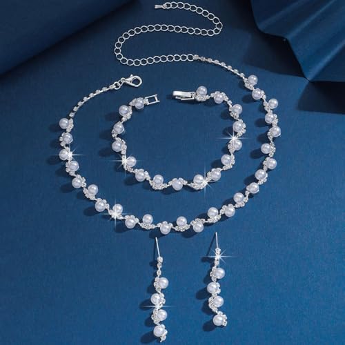 Juego de joyas de plata para regalos de dama de honor en bodas 7