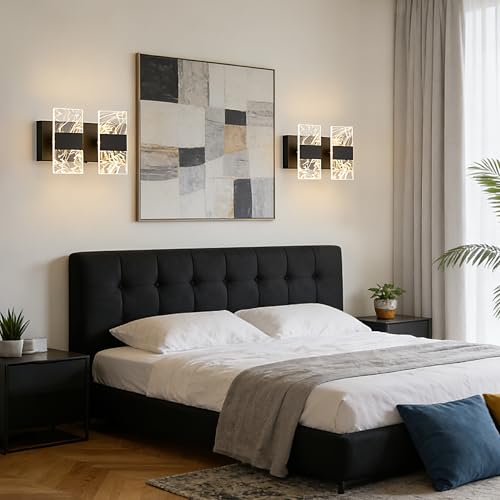 Image of Matte Black Modern LED Bathroom 2-Light Vanity Light Over Mirror