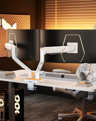 ARES WING 17-45 Inch Monitor Arm Ultrawide Dual Monitor Mount, White - image 8