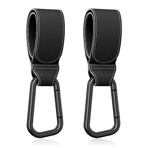 Image of Gukeniu Baby Stroller Hooks for Hanging Bags, Universal Stroller Clips Accessories, Mommy Hook for Diaper Bag, Shopping Cart, Purse, Backpack - 2 Pack, Black