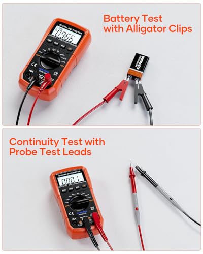 Crenova MS8233D Multimeter 6000 Counts Digital Multimeter DC AC Volt Meter Ohm Volt Amp Tester Measures Voltage Current Resistance Capacitance Continuity Diode Duty-Cycle Frequency NCV Live Wire Test
