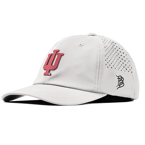 Branded Bills Officially Licensed x Indiana Hoosiers White Performance Dad Hat Indiana Team Logo PVC