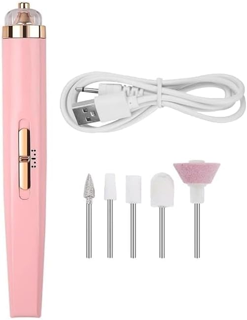 5 In 1 Art Tip Electric Nails Decorator Salon Sharper Grinder Drill Machine Polish Manicure Pedicure Grooming Tool Kit nail drill bits machine gel tip automatic sets nail polish(pink)