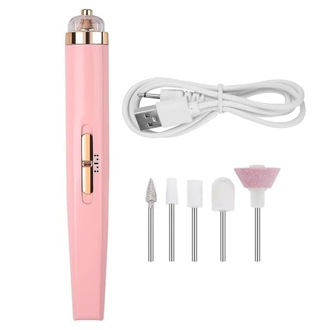 5 In 1 Art Tip Electric Nails Decorator Salon Sharper Grinder Drill Machine Polish Manicure Pedicure Grooming Tool Kit nail drill bits machine gel tip automatic sets nail polish(pink)