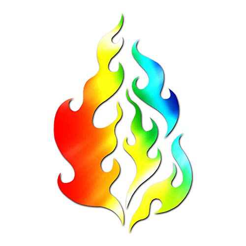 Image of Fire Flames Art - Vinyl Decal Sticker - 5.75 inch x 9.25 inch - Tie Dye