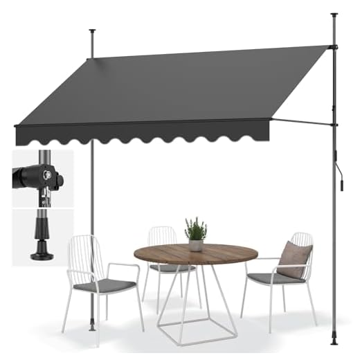 Ezkamfort Klemmmarkise 300 x 120 cm, Markise Balkon Ohne Bohren, mit Handkurbel Alu Markise UV Beständig Höhenverstellbar & Wasserabweisend | Sonnenschutz für Laden, Terrasse & Garten