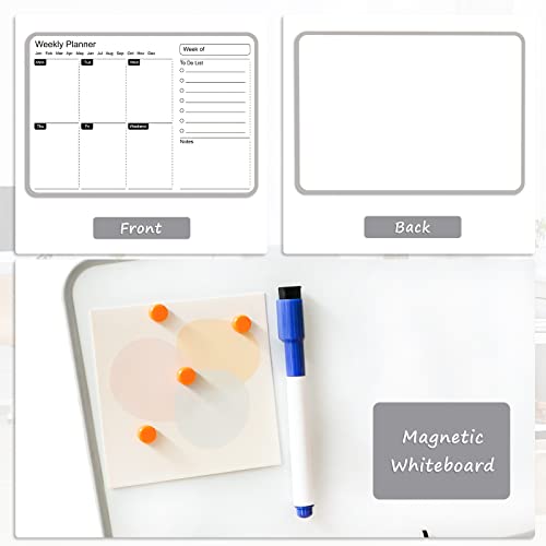 Shooffice Small White Board With Wood Pen Holder, 11.8" X 8.3" Double-Sided Magnetic Dry Erase Board For Desk, Portable Weekly Calendar Whiteboard With 2 Markers For Office Home School, Gray Frame #TOP2