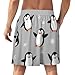 PUYWTIY Fashion Pajama Shorts for Men, Soft Lightweight Lounge Pj Shorts Elastic Waistband Sleep Bottoms Cute Penguin Grey Loungewear (4XL)
