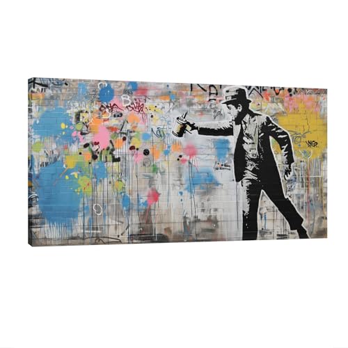 HNKDKJ Giallobus Picture Print on Canvas Abstract Frame Modern Man Throwing Bouquet Modern Painting for Home Decoration 40x82cm/16x32inch Inner Frame