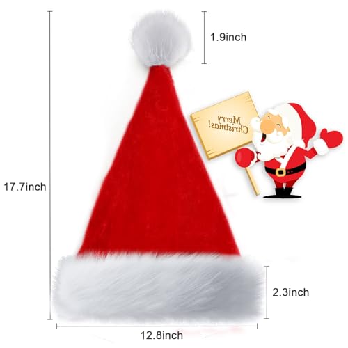 Image of Haomaomao Santa Hat for Adults /Kids /Baby Christmas Hat Red Velvet Holiday Unisex Xmas Hat for New Year Festive Festival Party