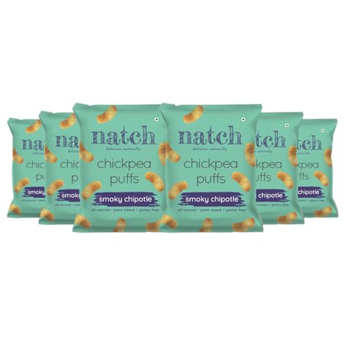 Image of Natch Chickpea Protein Puffs, Healthy Snacks, Rich in Fiber, Not Fried Not Baked Gluten Free, Vegan, Trans Fat Free, Smoky Chipotle, 20g each (Pack of 6)