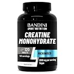 Bandini® Creatine Monohydrate 120 Tablets | Sport Supplement for Energy, Training and Gym | Pre Workout for Men & Women | Alternative to Powder | 100% Vegan Micronised Creatine | Keto Unflavoured