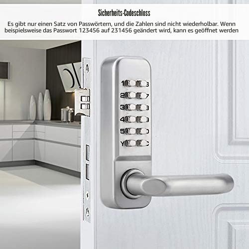 Türschloss Schlüsselloses Codeschloss Sicherheitscodiertes Schloss Zylinderschloss Türriegelschlösser für Garage/Hotel/Büro/Studio, 1-11-stellige Code-Kombination, Nockentür Zinklegierung