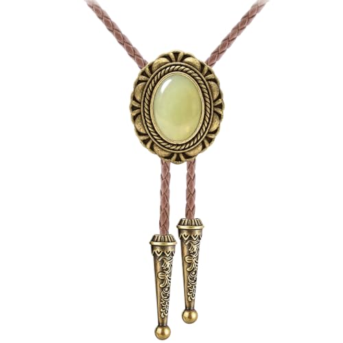 Image of GelConnie Native American Bolo Tie Rodeo Cowboy Leather Necktie Western Necklace Costume Accessories for Men,Women