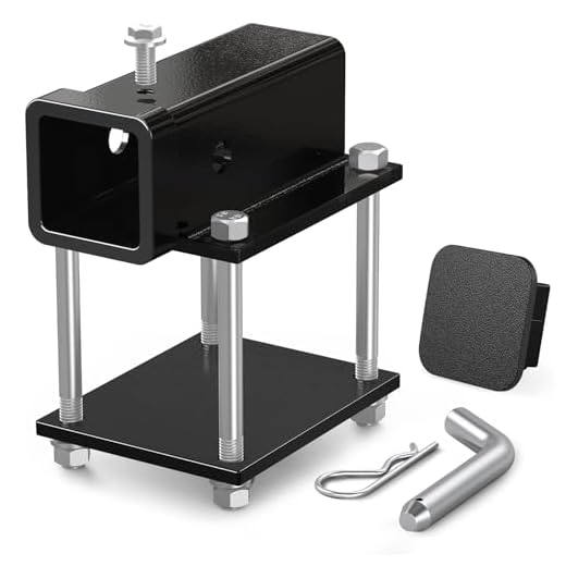 Ohuhu Bolt-on RV Bumper Hitch Receiver Adapter Fits 4-4.5" Beam, 2" Receiver with Hitch Pin & Hitch Cover