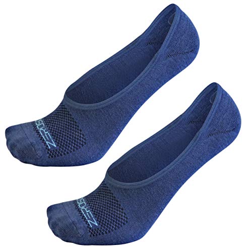 Zerosock Mens Bamboo Super Low Invisible Socks With Mesh Ventilation With Anti-Slip Gel Heel Grip (4 Pairs Per Box) (Men's Size 10.5-12, Navy Blue) #TOP4