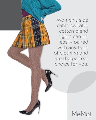 Image of MeMoi Juneau Diamonds Cotton Tights for Women, Cozy and Elegant Sweater Tights - Sizes Small to X-Large