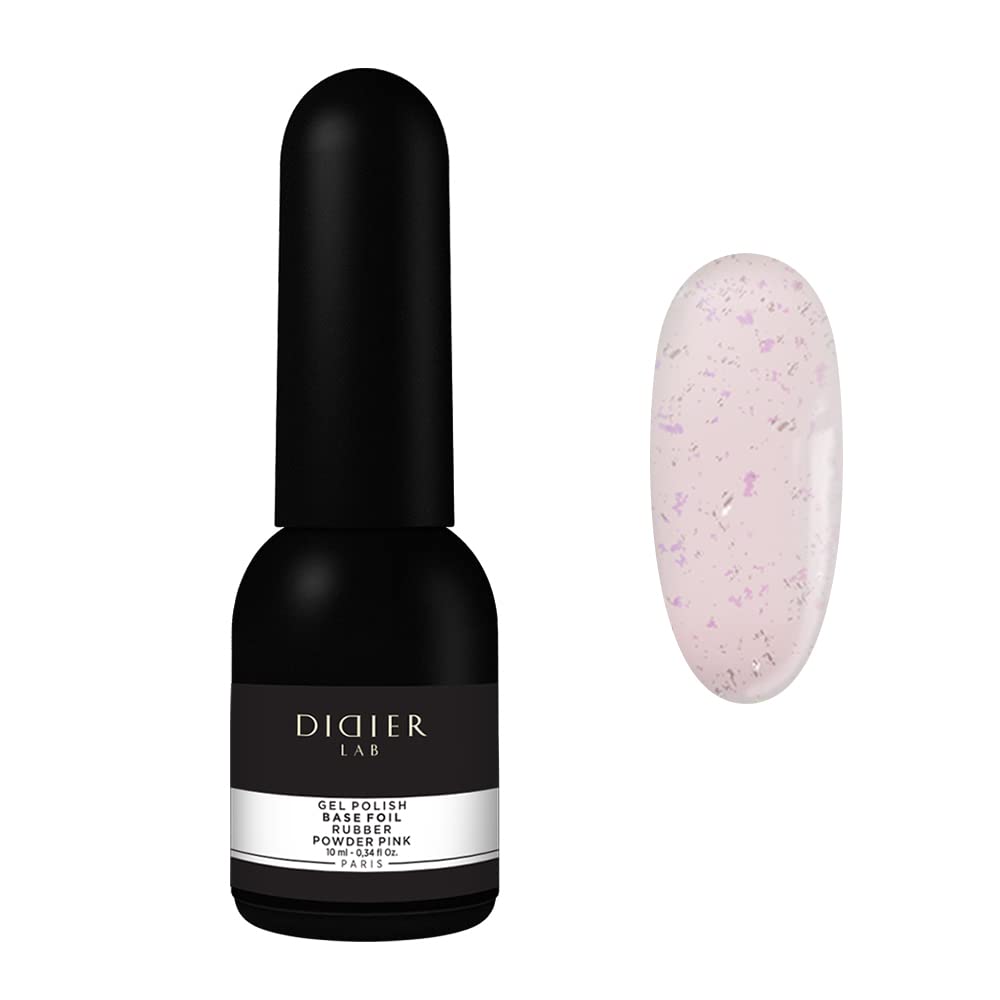 Didier Lab - Premium Base Rubber para Uñas Foil Powder Pink - UV LED Esmalte Semipermanente Rosa Palo - Base Coat Pintauñas Gel - Rubber Base Gel Uñas - Pintauñas Permanentes para Lampara - 10ml