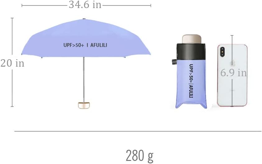 AFULILI Small Compact Travel Umbrella UV Protection Mini Umbrella Perfect for Travel Lightweight Portable Parasol Outdoor Sun & Rain Umbrellas