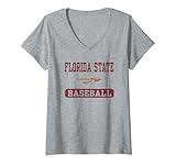 Womens Florida State Seminoles Baseball Logo Officially Licensed V-Neck T-Shirt