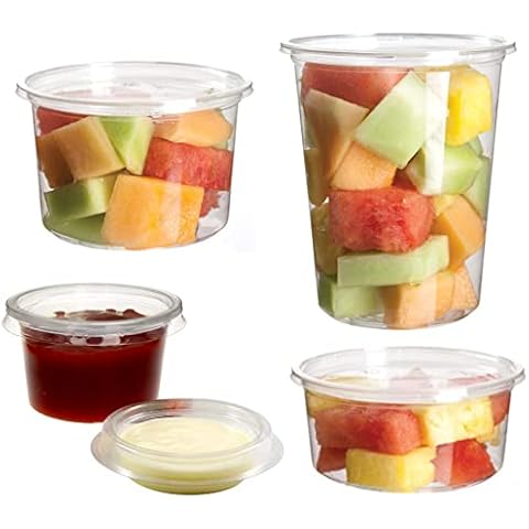 Delipak - 100 x Deli Pots With Lids - Clear Containers Fridge Dishwasher Microwave Food Safe, 2oz, 4oz, 8oz, 12oz, 16oz, 32oz (8oz) Cover