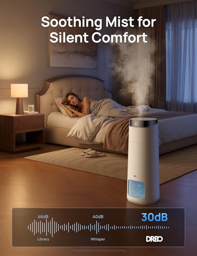 Image of DREO 16L Smart Humidifier Large Room 1000 ft, 130H Runtime, 30dB, Top Fill | Auto Mode, Remote /Touch /Voice & APP Control, Clean Tank Technology, RGB Light, Cool Mist Humidifiers 755S for Bedroom, White