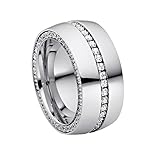  Heideman Ring Damen Ductus aus Edelstahl Silber farbend poliert Damenring für Frauen mit Swarovski Stein Zirkonia Weiss im Brillant Schliff 1,5mm