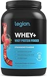 LEGION Whey+ Whey Isolate Protein Powder from Grass Fed Cows - Low Carb, Low Calorie, Non-GMO, Gluten Free, Sugar Free, All Natural Whey Protein Isolate, 30 Servings (Strawberry)