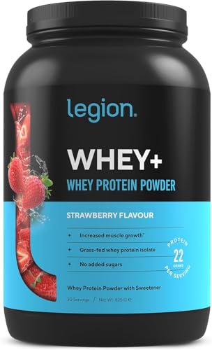 LEGION Whey+ Whey Isolate Protein Powder from Grass Fed Cows - Low Carb, Low Calorie, Non-GMO, Gluten Free, Sugar Free, All Natural Whey Protein Isolate, 30 Servings (Strawberry)