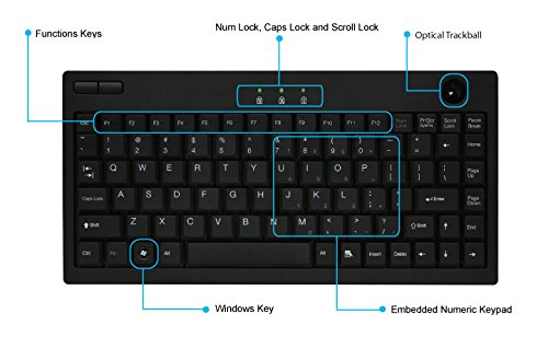 Adesso Akb-310Ub - Mini Trackball Usb Keyboard, Black #TOP1