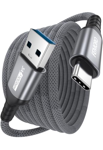 USB A to USB C Data Cable 10ft Long, USB 3.2 Gen 2 Type‑A 10Gbps High Speed Data Transfer Cord 3A Charging USB-A to USB-C for PS5 Xbox Switch iPhone 17/16/15 Android Phones Camera Computer Laptop