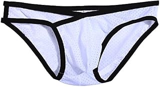 Avidlove Men's Sexy Net Pouch Hip Brief Thongs Bikinis Underwear White