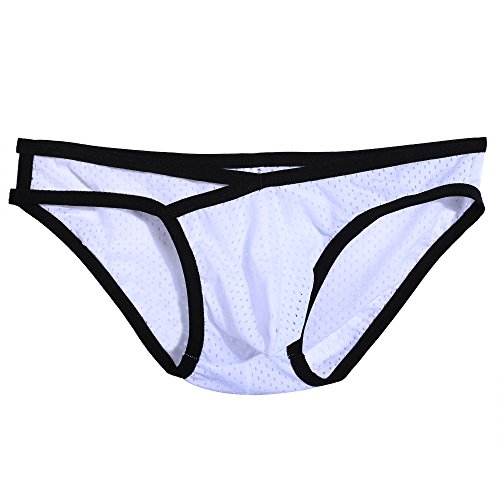 Avidlove Men's Sexy Net Pouch Hip Brief Thongs Bikinis Underwear White