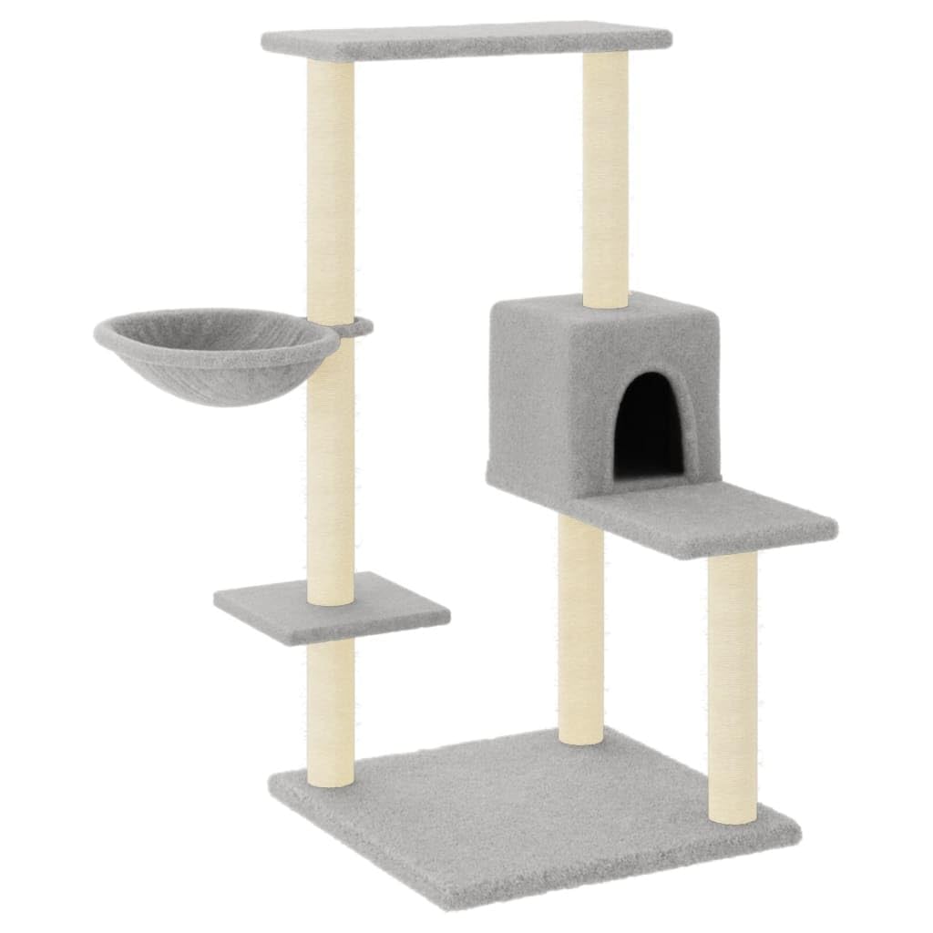 ShGaxin Rascador para Gatos con Postes de sisal Gris Claro 95 cm, Rascador Gato, Arbol Rascador para Gatos, Gatos Accesorios, Torre Gatos, Arranhador para Gatos, Casa para Gatos
