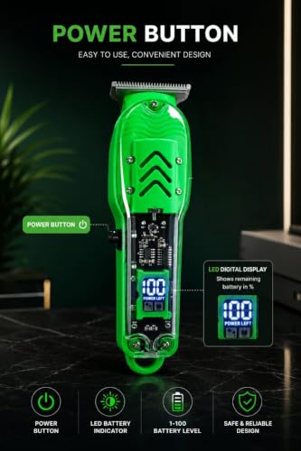 Image of GYT-999 Pro Hair Clipper & Trimmer Kit, Stainless Steel Blade | LED Digital Display, Type-C Charging, 4 Guide Combs, Cordless Trimmer, Face, Hair & Body