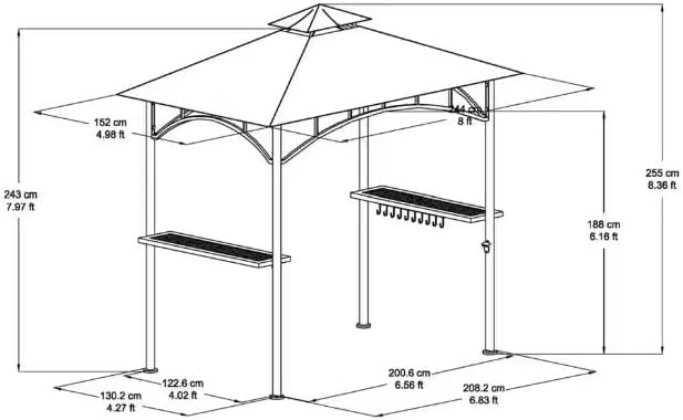 Dimensional drawing of the gazebo