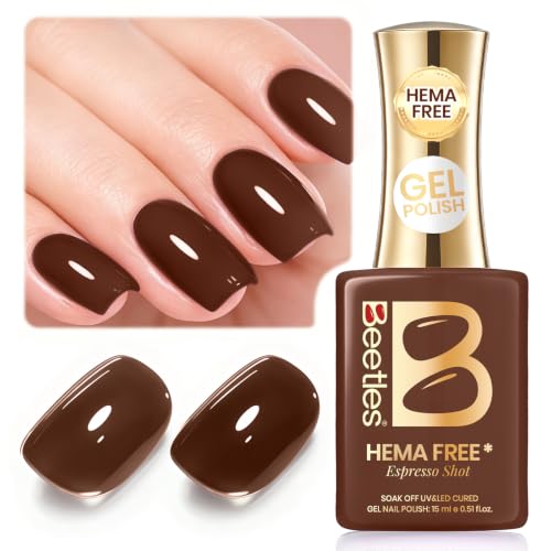 Image of Beetles Brown Gel Nail Polish - Espresso Shot, 1pc 15ml Full Size Hema-Free Fall Rich Coffee Brown Gel Polish Soak Off UV LED, Glossy Solid Color Nail Art, Cafe Style, Holiday, Salon DIY Manicure