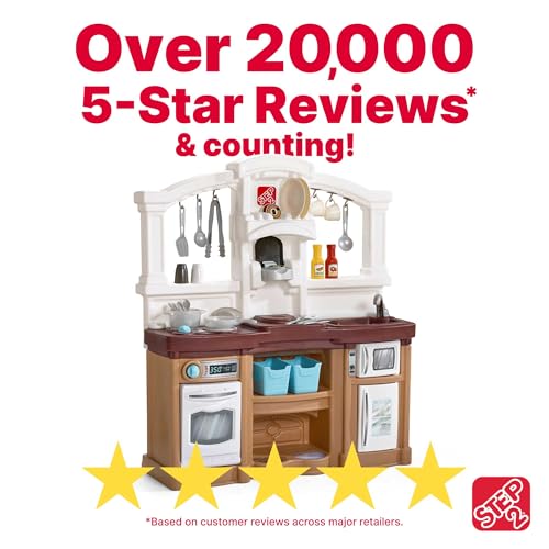 Step2 Fun with Friends Kids Kitchen Playset, Indoor/Outdoor Kitchenette, Interactive Play with Lights and Sounds, Durable Plastic, Includes 25 Piece Toy Accessories, Toddlers 2+ Years Old, Tan - image 5