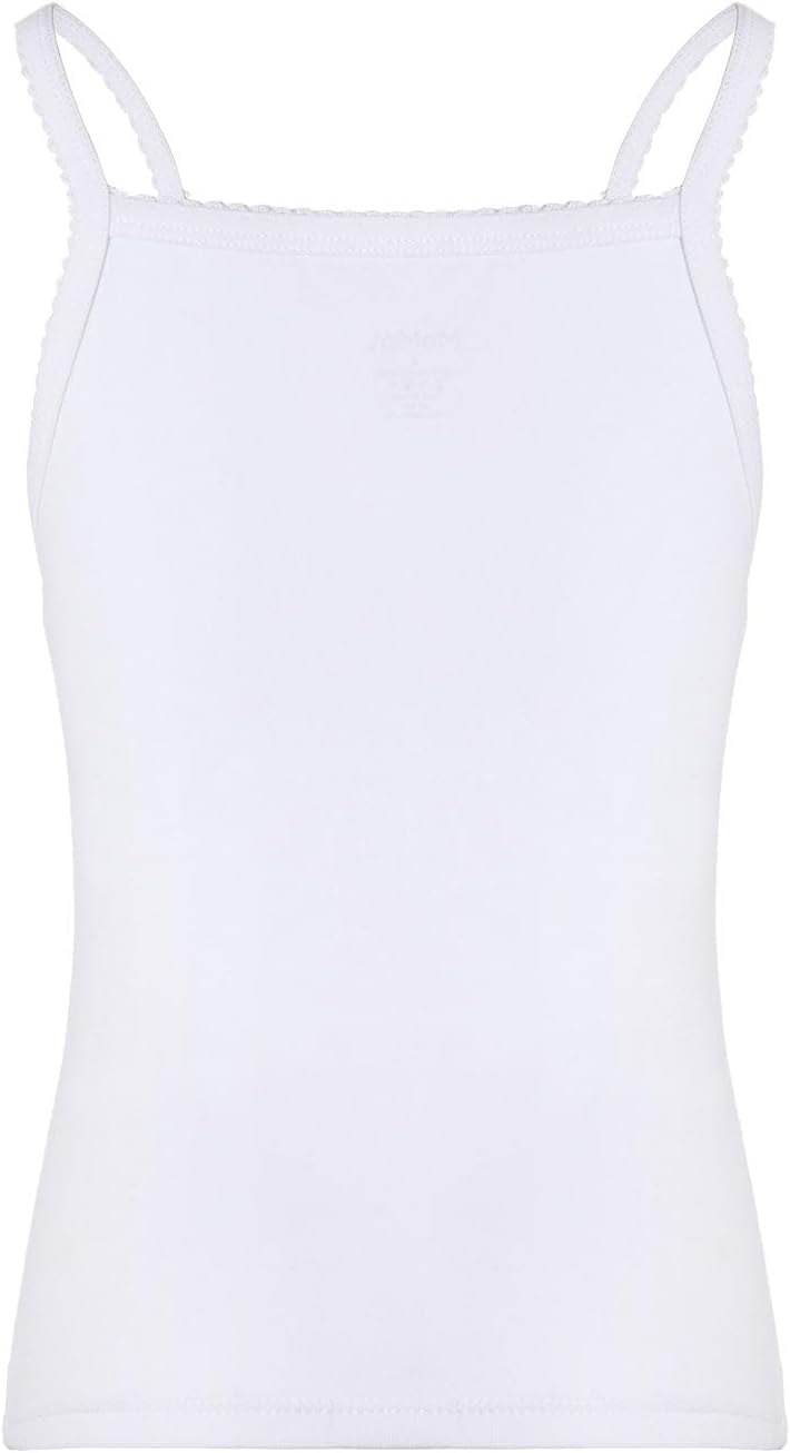 MeMoi 3 Pack Lightweight Girls Camisole, Cotton Blend Cami Top for Girls - Sizes 2 to 12