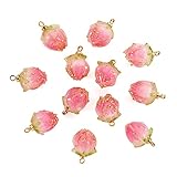 Beadthoven 20pcs Epoxy Resin Flower Bud Charm Pendants Handmade Dried Flower Dangle Pendants with Peg Bails for DIY Bracelet Earring Necklace Jewelry Making Hole: 1.2mm (Hot Pink)
