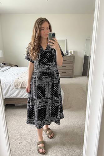 Yousify Womens 2026 Summer Maxi Dresses Short Sleeve Boho Beach Shirt Dresses Loose Vacation Outfits Sundresses Black — view 3