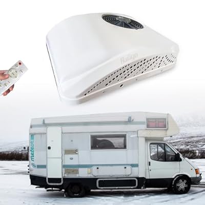 Universal RV Air Conditioner with Heat 12V 8500BTU, Rooftop AC Unit RV 12 Volt Air Conditioner A/C Heater Combo, Low Noise 2 in 1 Heating & Cooling for Car, Truck, Trailer, Boat, Motorhome, Camper